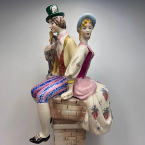 1970 Vintage USSR Porcelain Figure Statue Chimney Sweep & Shepherdess Kyiv 31 cm