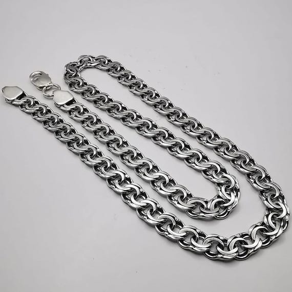 Vintage 925 Sterling Silver Chain Necklace | Heavy Solid Elegant