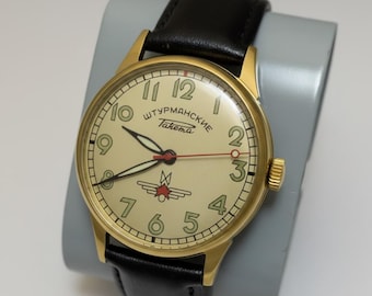 Vintage Raketa Shturmanskie Men's Watch 2609HA Mechanical Gold Tone USSR