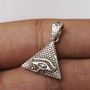 925 Silver Eye of Horus Pyramid Pendant - Handmade Egyptian Jewelry
