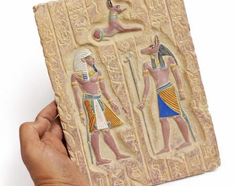 エジプト アートパネル レリーフ (レプリカ) 古代エジプトの石板「アヌビスの審判」死者の日の壁面レリーフ - Etsy 日本