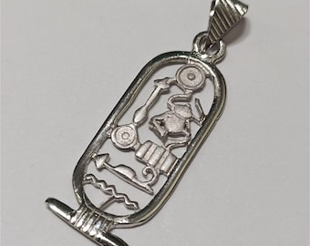 925 sterling silver Egyptian cartouche pendant, handmade ancient jewelry