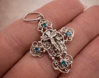 Vintage Icon Cross Pendant Sterling Silver 925 Christian Religion Stamped 2.73gr