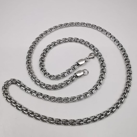 Vintage Sterling Silver Chain Necklace 925 Signed Heavy 19.69g