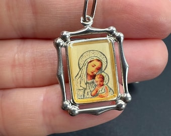 Vintage Ukraine Pendant Icon Sterling Silver 925 Enamel Jewelry Beautiful 1.80gr