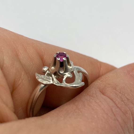 Vintage Soviet Ruby Ring – 925 Sterling Silver US… - image 3