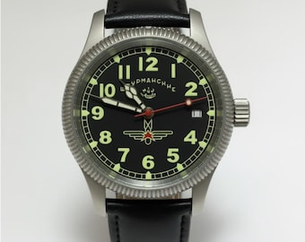 Vintage Men's Shturmanskie Poljot Mechanical Watch 17 Jewels Pilot Luminous Black Dial gift for him dad retro collectible