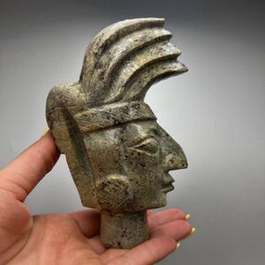 Indonesian Hand Carved Stone Head Sculpture Primitive Figurine Tribal Sculpture