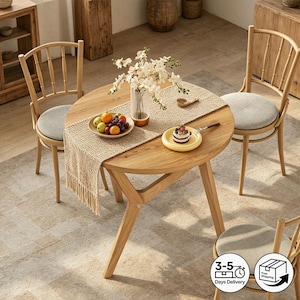 Adjustable Height Coffee Dining Table, 2-in-1 Convertible Wood Table for Small Space