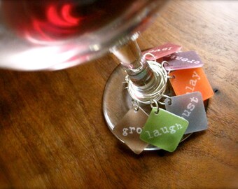 wine glass charms - personalized words - hostess - wedding - tabletop stemware charms