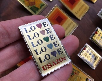 Vintage Postage Stamp Pin Collection