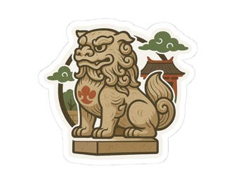 Japanese Guardian Dog in Shirine stickers - Komainu - Jinjya