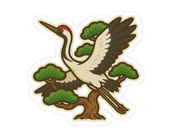 Japanese Crane with Pine Tree - Tsuru - Matsu