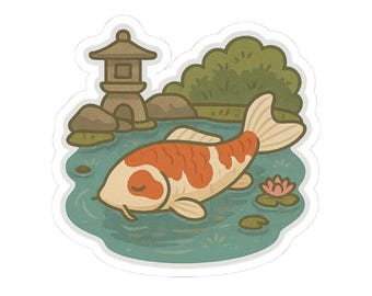 Japanese Carp in Garden Stickers - Nishikigoi - Nihon Teien