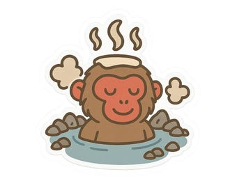 Japanese Monkey in Hot Spring Stickers - Nihonzaru