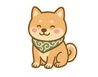 Japanese Dog with Scarf stickers - Shibainu - Shiba - Shiba Dog - Karakusa