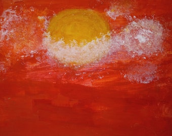 sunrise in the backyard acrylic on aluminum wall hanging