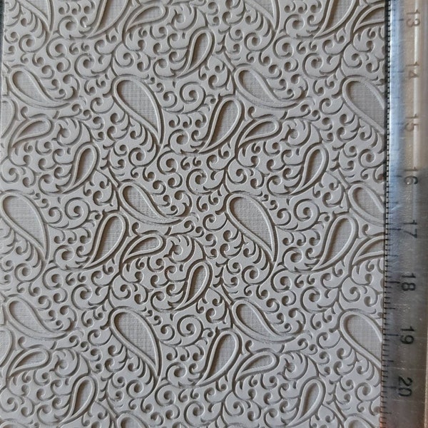 Cabtopia| Paisley Swirl | Texture Mat for Clay| Clay pattern stamps| Textures for Clay imprints| Polymer clay texture and PMC | TM259