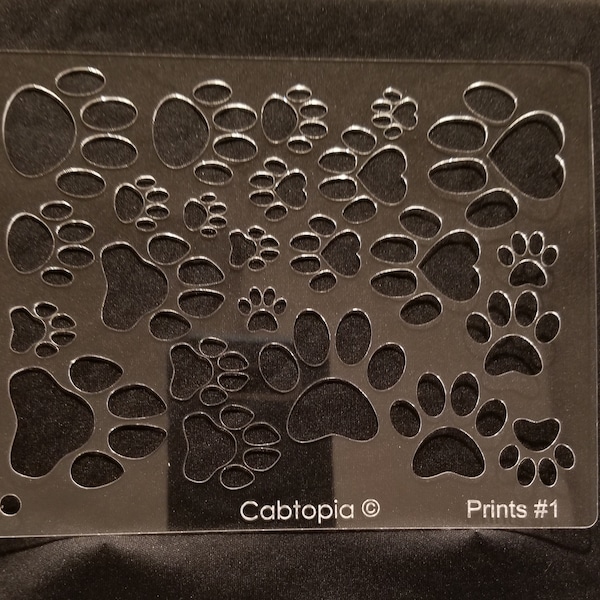 Prints #1 Cabtopia Crystal Clear Paw Prints Lapidary, Jewelry Template stencil