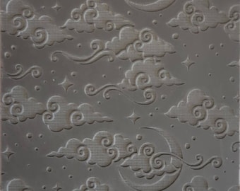 Cabtopia| Clouds Stars Moons | Texture Mat for Clay| Clay pattern stamps| Clay imprints| Polymer clay texture and PMC | TM482