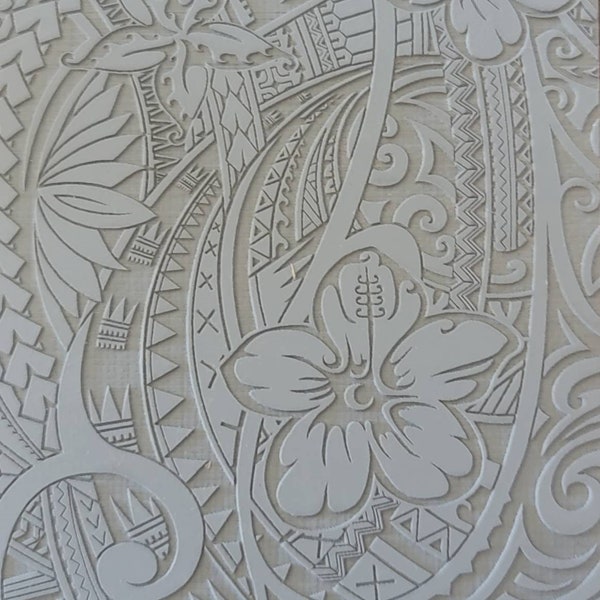 Cabtopia | Polynesian Tribal Flowers | Texture Mat for Clay| Clay pattern stamps| Clay imprints| Polymer clay texture and PMC | TM503