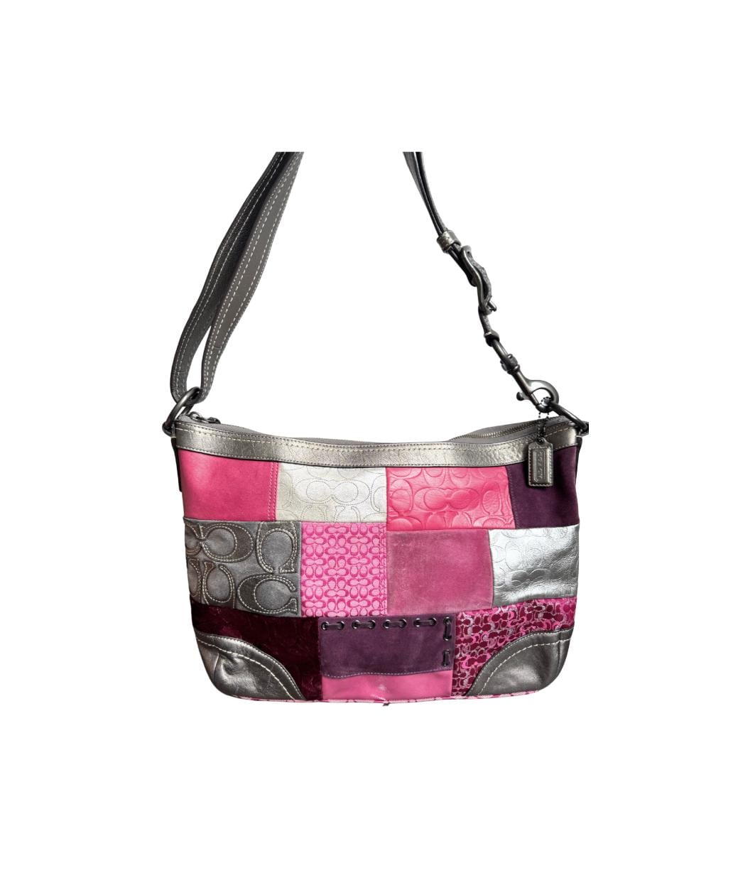 バッグ Coach Patchwork Shoulder Bag pink y2k Coach Y2K Pink & Silver Patchwork Crossbody Bag - Etsy