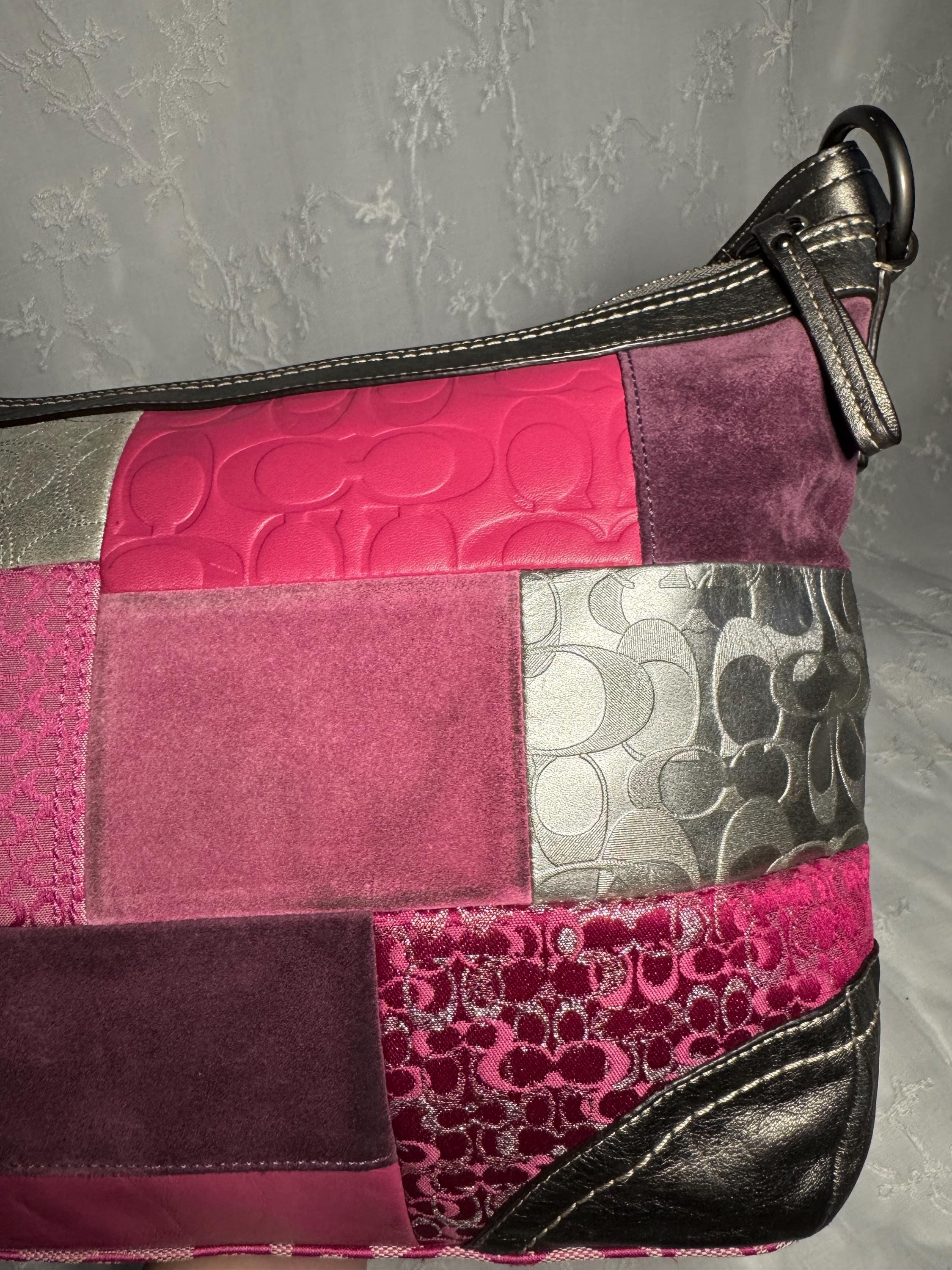 バッグ Coach Accessory Pouch Patchwork Pink y2k Coach Y2K Pink & Silver Patchwork Crossbody Bag - Etsy