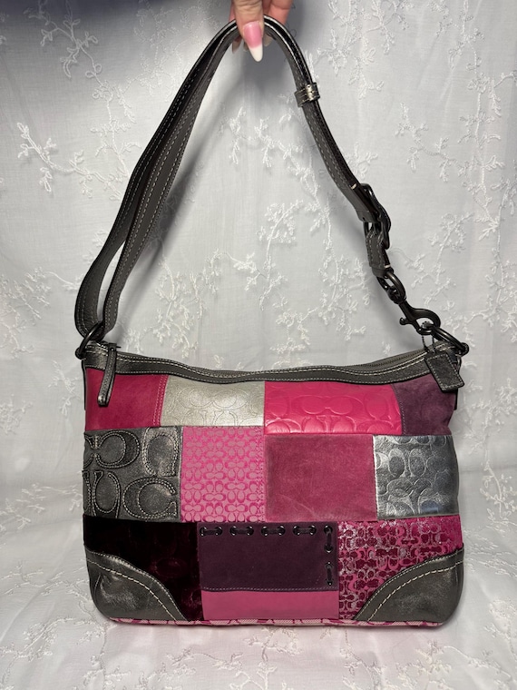 Coach Y2K Pink & Silver Patchwork Crossbody Bag - Etsy