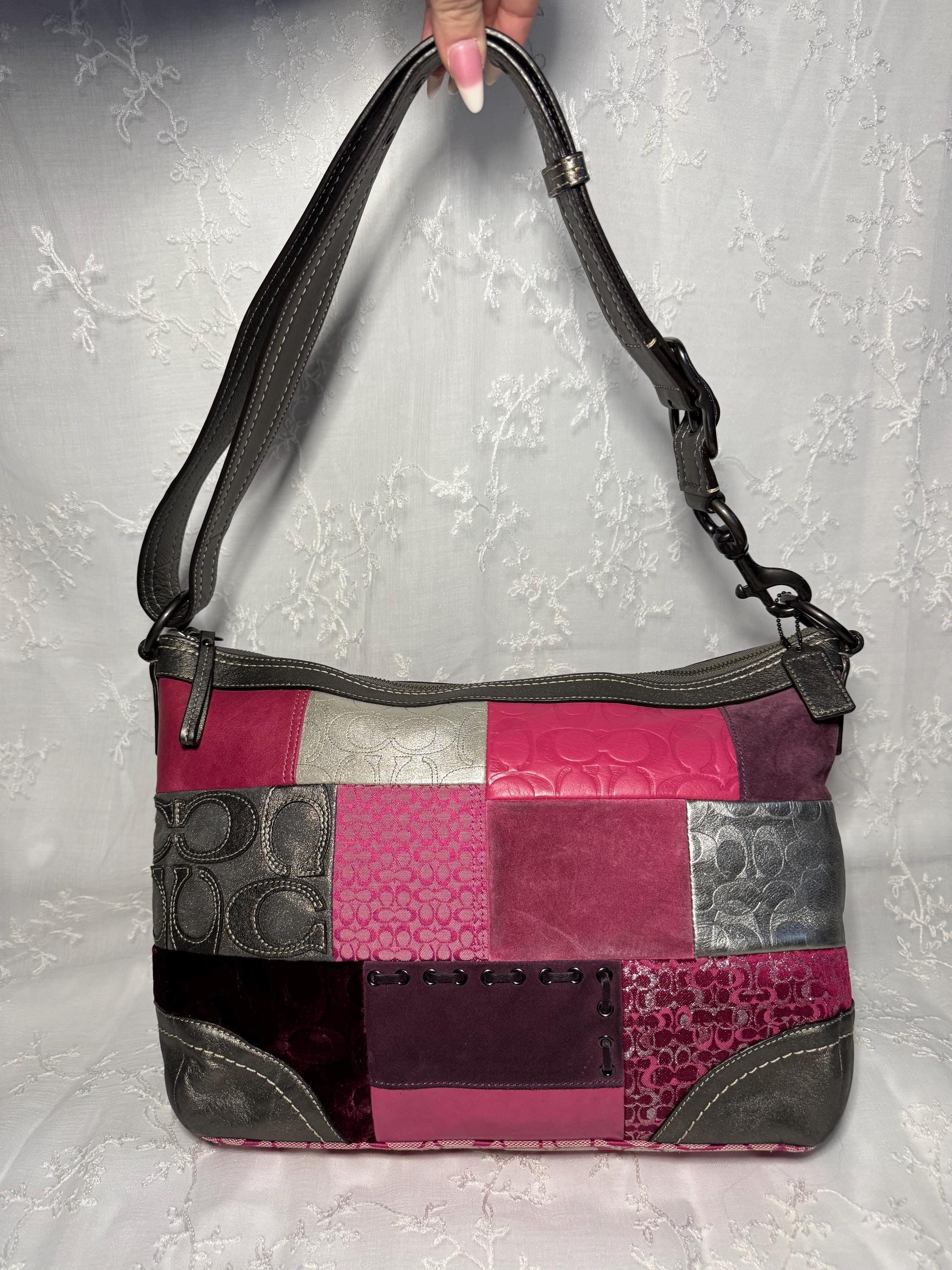 Coach Y2K Pink & Silver Patchwork Crossbody Bag - Etsy