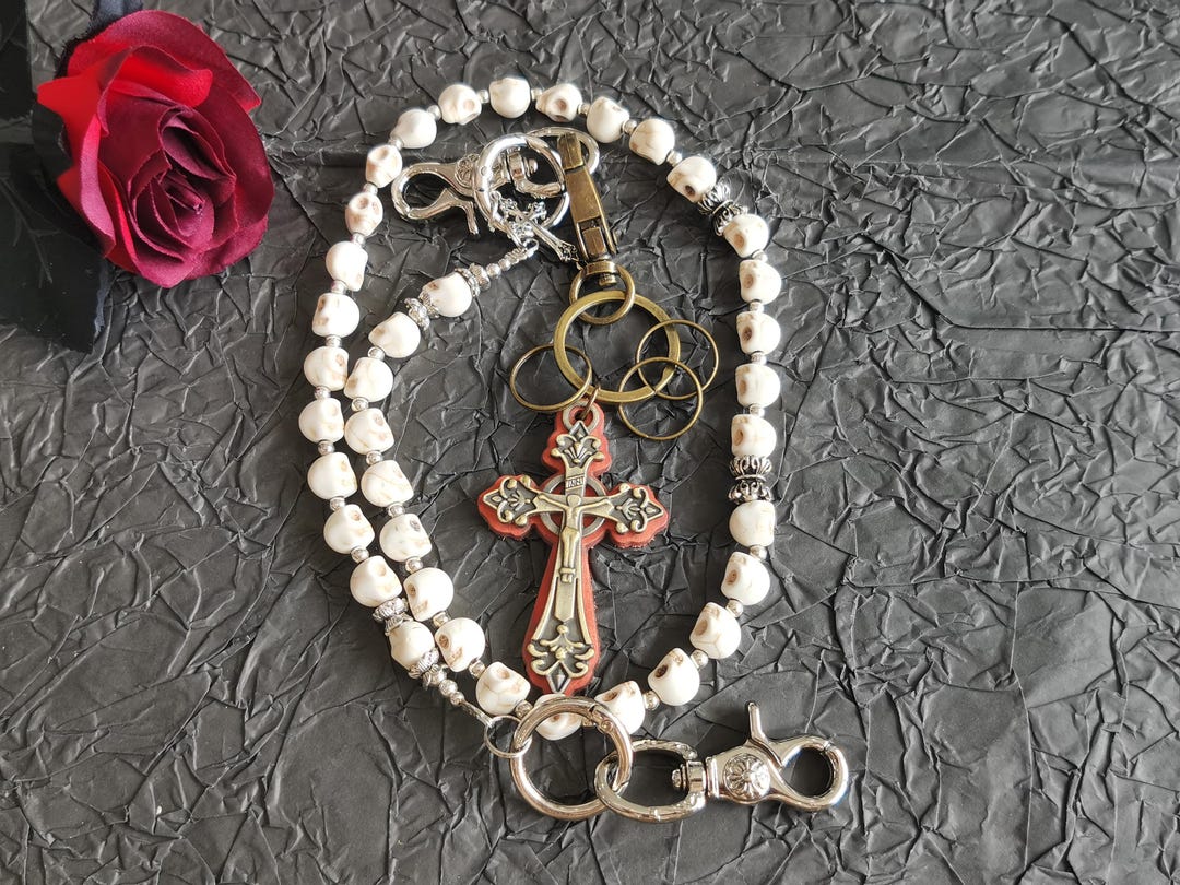 Vintage White Pine Skull Wallet Chain, Jeans Pants Chain, Gothic ...