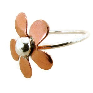 Copper and Sterling Silver Flower Ring - Any Size - Made to order