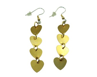 Cascading Brass Hearts Earrings