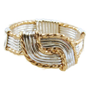 Mixed Metal Sterling Silver and Goldfilled Wire Wrapped Hug Ring - Any Size, BiMetal Ring
