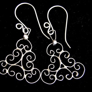 Sterling Silver Filigree Earrings, Sterling Silver Earrings, Handmade Sterling Silver FIligree Earrings