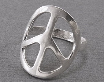 Sterling Silver Hand Forged  Peace Sign Ring - Made to order, Peace Sign Ring, Handmade, Sterling Silver Peace Sign Ring