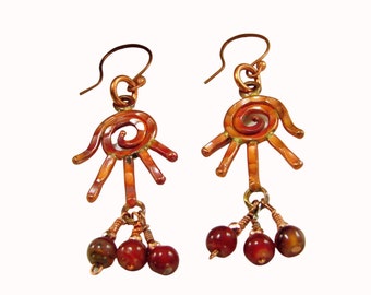 Mains en cuivre avec boucles d’oreilles Agate Bead Dangles