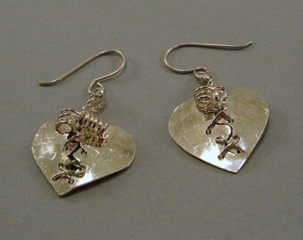 Sterling Silver Broken Mended Hearts Earrings, Silver Heart Earrings