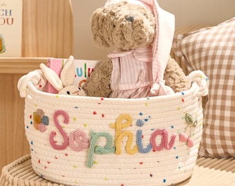 Personalized Baby Gift | Handmade Candy Basket | Laundry Basket | Newborn Gift | Baby Shower Keepsake | Toy Storage Basket | Home Organizer