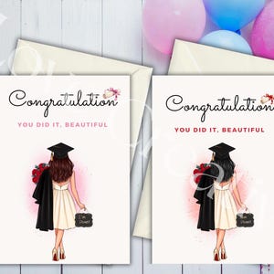 Afdrukbare afstudeerkaart voor haar Afdrukbare 5 x 7" elegante Grad Card Class of 2025 Instant Download You Did It Gift