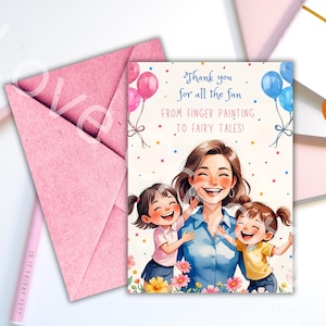 imprimable de remerciement pour professeur | PDF et PNG imprimables 5 x 7 pouces | Peinture au doigt pour contes de fées | Cadeau de fin d'année | Téléchargement instantané