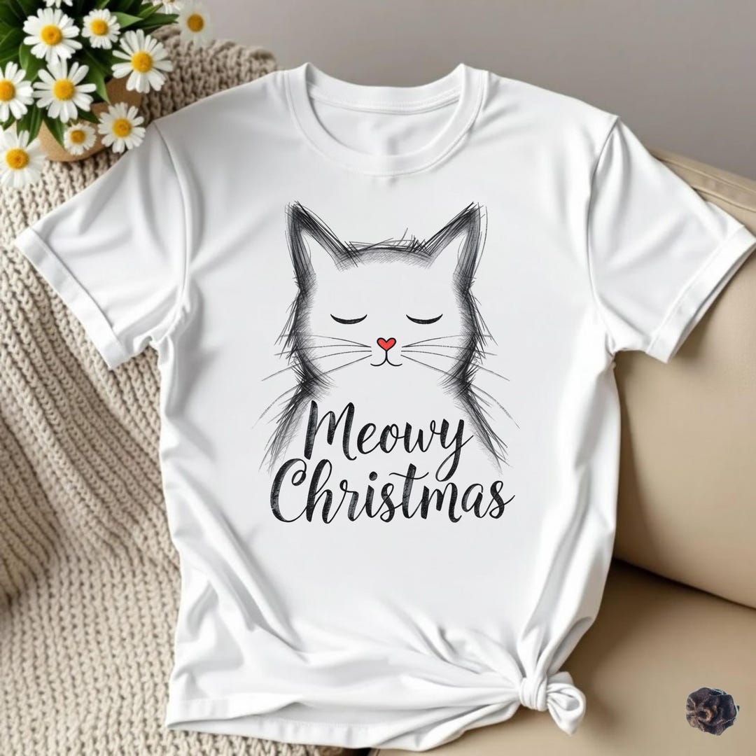 Meowy Christmas Cat SVG – Hand-drawn Kitten Design (digital Art) - Etsy
