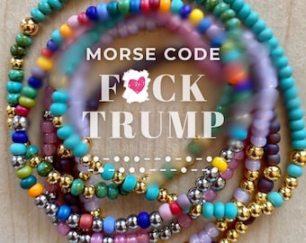 Braccialetto con codice Morse "F-CK TRUMP": gioielli di resistenza politica, NUOVI colori estivi