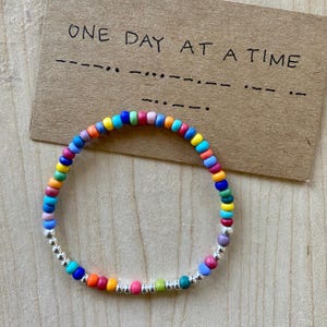 Inspirational Morse Code Beaded Bracelet - Recovery - Mental Health Grief Support - Colorful Quality Handmade Jewelry