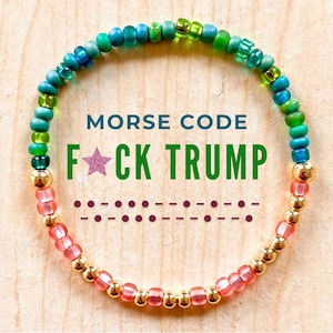 NEUE WICKED FARBEN Morsecode Perlenarmband: Anti-Trumpf-Widerstandsschmuck - Pink und Grün - Unbegrenzt - Antifaschistisch - Für immer