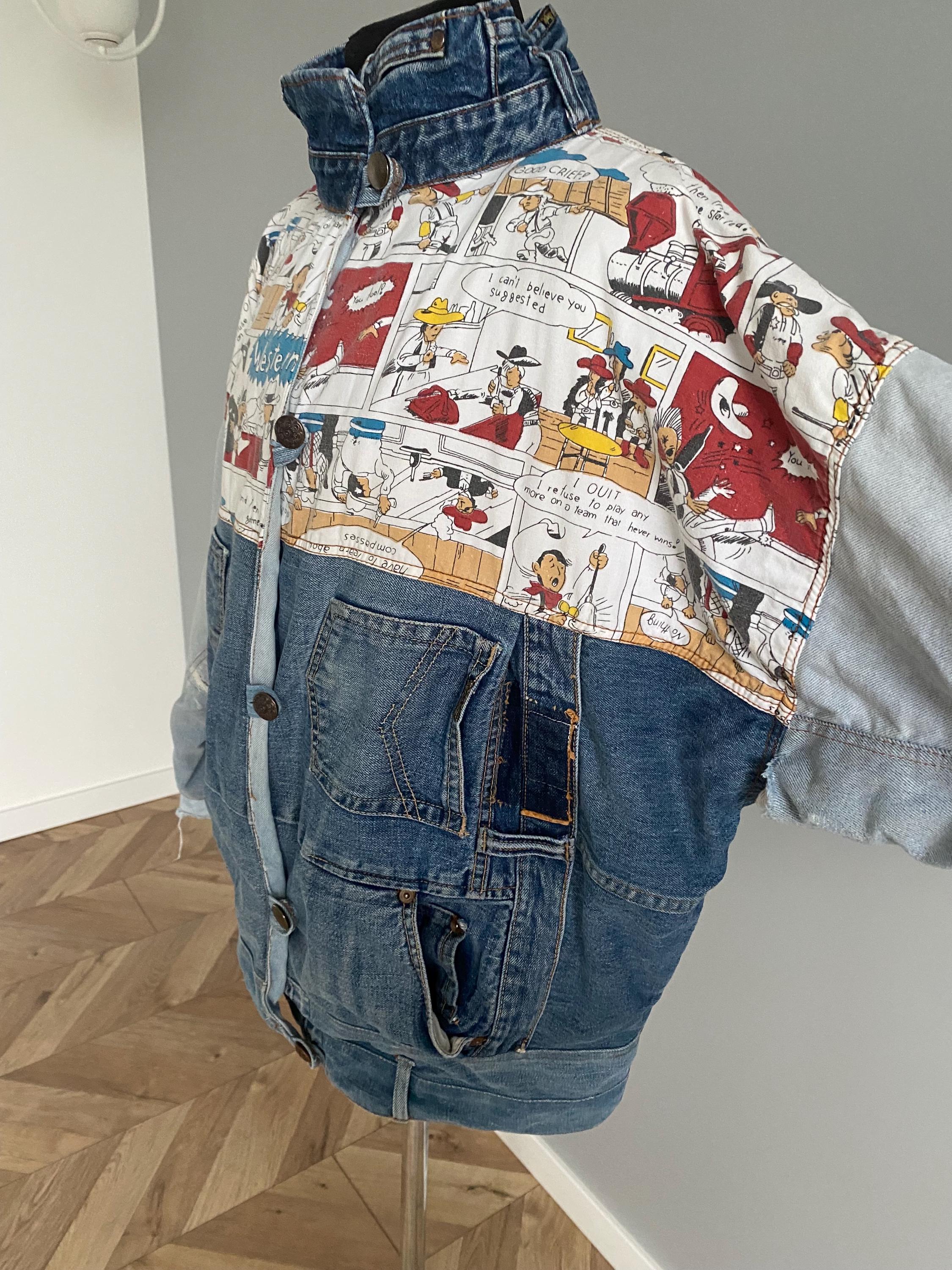 Vintage 80s Cartoon Denim Jacket: Oversized Trucker Style - Etsy