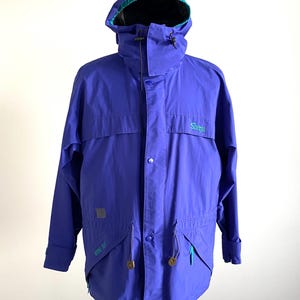 Sherpa Gore-Tex Jacket M – Vintage 90s Waterproof Outdoor Hiking Shell, Blue Teal