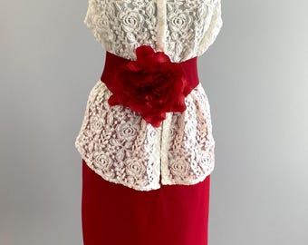 Ivory Lace Blouse: Sleeveless Guipure Shirt, Romantic Boho Top (US12 L)