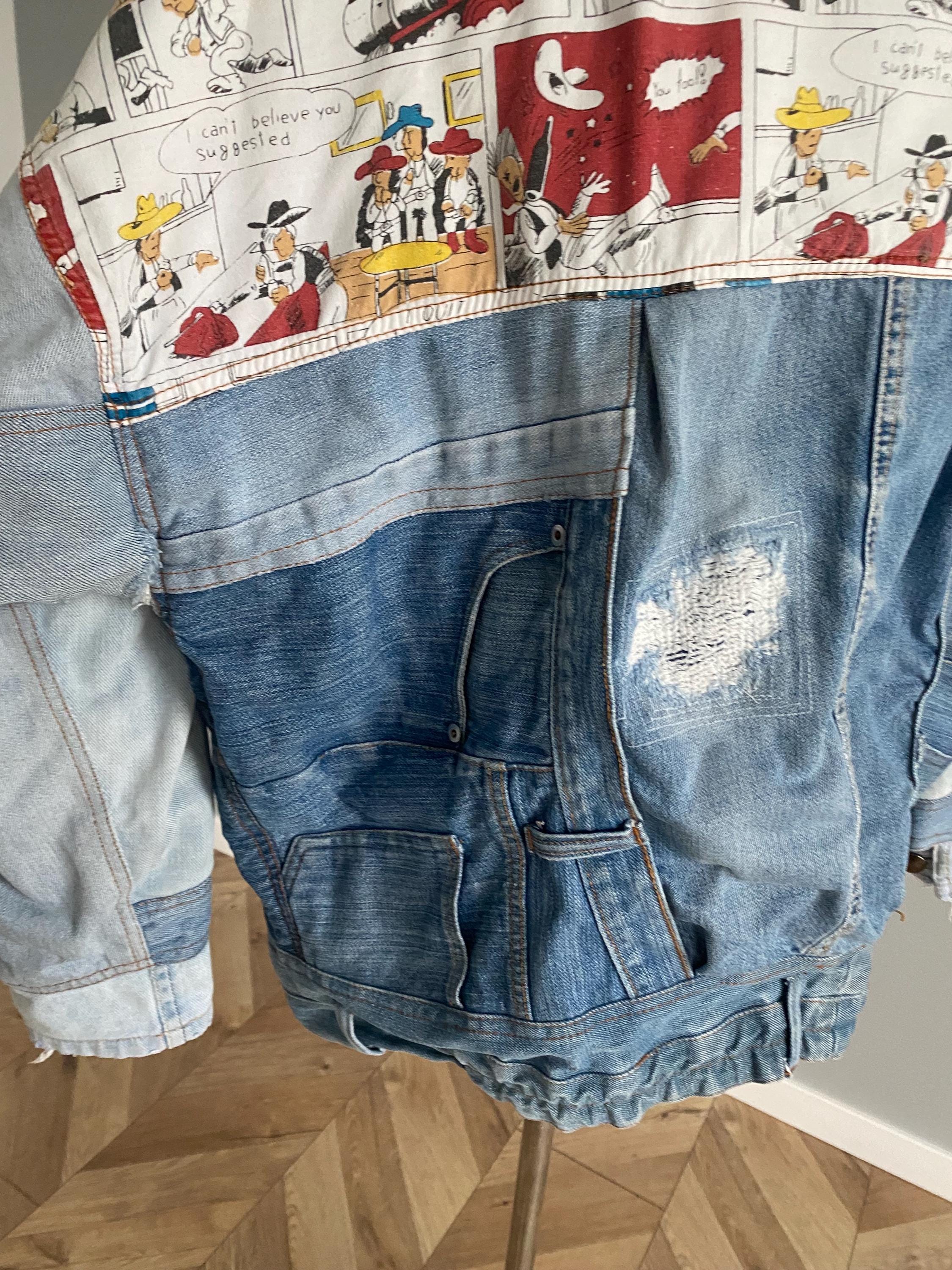 Vintage 80s Cartoon Denim Jacket: Oversized Trucker Style - Etsy