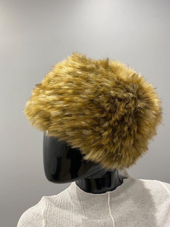 Vintage 80s Faux Fur Hat Women display picture 1