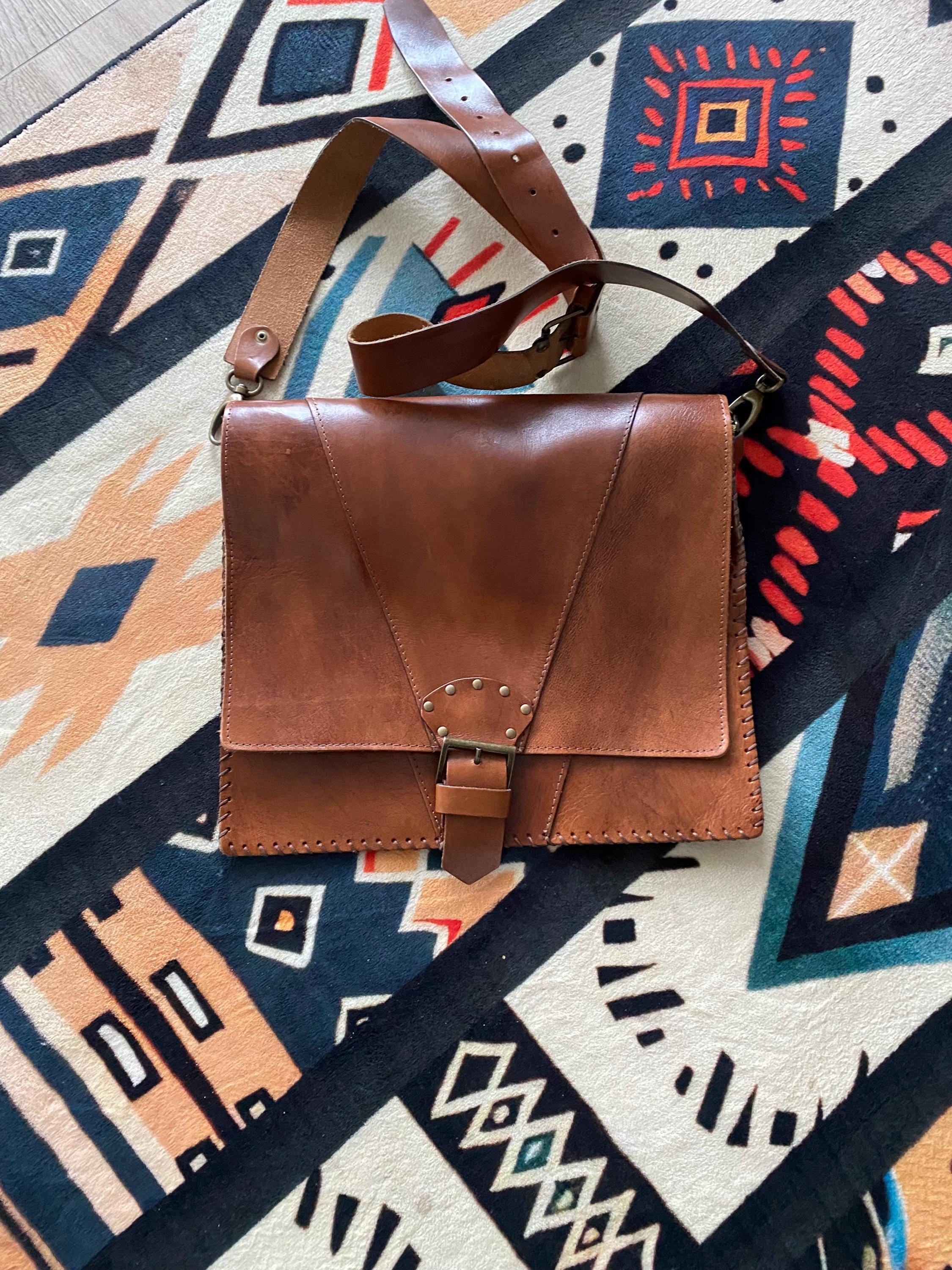 Vintage Italian Leather Festival Bag | Handmade Brown Satchel